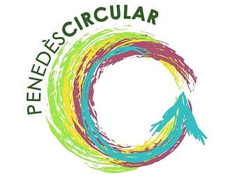 Círculo de economía circular y sostenibilidad, símbolo de innovación y colaboración industrial.